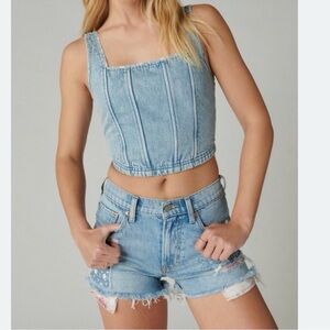 Lucky Brand x Laura Ashley limited edition Blue Denim Crop Top